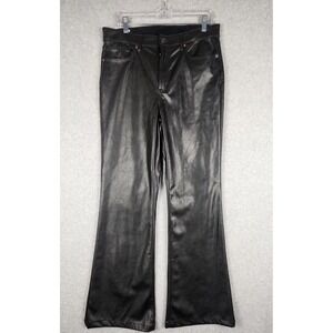 Gap 70s Flare High Rise Vegan Leather Pants Womens Size 12R Black Bikercore Goth